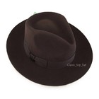 New Brown 100  Wool Hand Made Wider Brim Felt Fedora Trilby Hat With Band