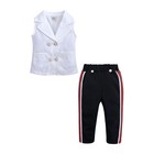 Kids Baby Girls Button Vest Tops Striped Trouser Outfits Summer Toddler Clothes