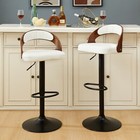 Set Of 2 Adjustable Swivel Bar Stools Pu Leather Counter Height Stools