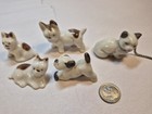 Vintage Japan Porcelain Dog cat Figurines Lot Of 5 Miniature Collectibles