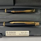 Vintage Parker Insignia Pen And Pencil Set In Original Box Black Gold Arrow