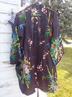 Vtg Kirei Kimono Robe Floral Geisha Japan Asian Black Floral Mcm Women s Sz 35 