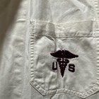Vintage 1950s Us Navy Hospital Chelsea Ma Corpsman Smock Side Button White Coat