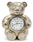 2 Silver Coloured Metal Animals  Teddy Bear Clock Wm Widdop   Grenadier Elephant