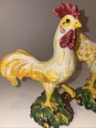 Vintage Ceramic Roosters Chickens Figurines Signed Italy 11      8 5    Set Of 3