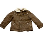 Gymboree Kids Xs 4 Tan Winter Coat Jacket Sherpa Collar Snap Button Elbow Patch