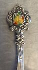 Vintage Ecco Sterling Silver Enamel Maple Leaf Souvenir Spoon Demi 3-7 8 