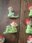 10 Vintage 1950 s Japan Ceramic Porcelain Pixie Elf Elves Figurines Red Green