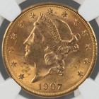 1907  20 Liberty Head Gold Double Eagle Ngc Ms63