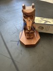 Alaska Black Diamond Hand Carved Wood Raven Totem Pole Signed Vic Yeoda 4 75   