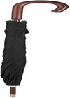 Classic Umbrella Automatic Open Wooden Stick Windproof Folding Rain Black Strong