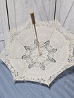Small Cotton Lace Parasol Natural Ivory Color Wood Handle Umbrella Wedding
