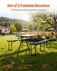 Vevor 6ft Plastic Folding Bench 2 Pack Portable Outdoor Bench For Garden Black