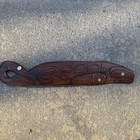 Tom Williams Northwest Coast Whale Loon Carved Wood Abalone Wall Sculpture