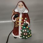 Vintage Ceramic Mold Santa Lighted Christmas Tree Old World Hand Painted 10 1 2 