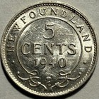 Newfoundland - George Vi - Silver 5 Cents - 1940c - Km-19 - Br  Uncirculated 