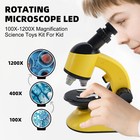 Led Rotating Microscope 100x-1200x Magnification Science Toys Kit For Kid Yellow