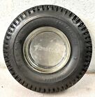 Vintage 1960 s Firestone Ashtray Tire Transport 100 W  Embossed Glass Insert