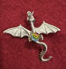 Pewter Dragon Charm With Facet Cut   crystal Ball 