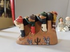 Guatemalan Peruvian Folk Art Pottery Figurines Noah s Ark Christian Cross