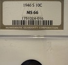 1946 Roosevelt Dime Ngc Ms66 Beautifully Toned