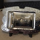 Vintage 1960 Brass Metal 3d Covered Wagon Belt Buckle Ornate Western Japan  z34 