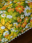 Two Groovy Retro 1960 s Orange Flower Power Twin Bedspreads W pom-poms