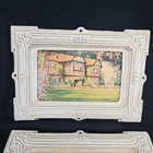 Vintage Miniature English Cottage Framed Prints Set Of 2 Cream White 5 5  X 7 5 