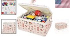 Elegant Large Vintage Sewing Basket With Complete Accessories - Peachy Patch