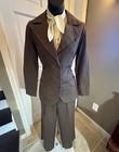 Ec Vintage Alpaq Brown 70s Dolly Pant Suit Wide Leg High Rise Structure Jacket S