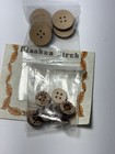 Vtg Alaskan Birch Wood Buttons Flat 2 Sizes 1 Style Round Lot Of 13 Nos Sealed