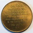 John Adams Token 2nd Us President 1797-1801 Commemorative Medal Brass