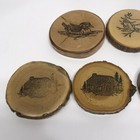 Vintage Wood Slab Drink Coasters Lot Of 7 Rustic Decor