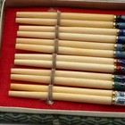 Vintage Hand-decorated Cloisonn   Chopsticks     5 Pairs     Floral Enamel     Boxed