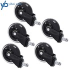 Set Of 5 3 Inch Office Chair Caster Rubber Swivel Wheels Replacement Heavy Duty