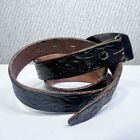 Vintage Western Leather Belt With Hopi Native American Silver Buckle Signed
