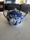 Japanese Blue Teapot Antique Nippon Pottery Porcelain