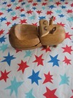 Lady Hippo Trinket Box Mid Century Zoo Line Vtg 1950s Teak Girl Hippopotamus