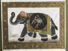 Rajasthani Mughal-style Painting On Silk     Framed Vintage Elephant Art