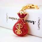 Money Bag Lucky Crystal Rhinestone Keyring Keychain Car Handbag Key Chain Ring