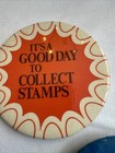 Vintage 60s 70s It   s A Good Day To Collect Stamps   Save A Stamp 3 Pins - T1