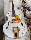Custom Shop White Falcon Electric Guitar Hollow Body Jazz Bridge Gold Hardware
