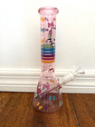 10  Premium Glass Water Pipe Beaker Bottom Pink Hello Kitty Rainbow 14mm
