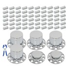 Chrome Flat Top Complete Hub Cover Kit 33mm Lug Nut Wheel Axle Covers Semi Truck