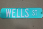 Authentic Road Sign Wells St Real Street Vintage Retired Sign Antique