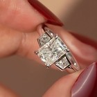 2 80ctw Radiant Cut Moissanite Three Stone Engagement Ring 14k White Gold Plated