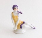 Bathing Beauty Lady Pin Cushion Half Doll Figurine Porcelain Vtg Art Deco German