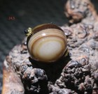 Energy Tibetan Old Agate Natural Silkworm Eyed Round 24 5 Ball Dzi Bead Pendant