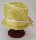 Vtg 50s 60s  Mr  John Classic Pillbox Navy Straw Wmns Derby Easter Hat Ny Paris