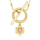 Pure Collection By Ross-simons Pink Sapphire Flower Charm In 14kt Yellow Gold
